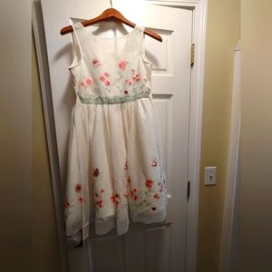 Dress - cream with flowers and butterflies